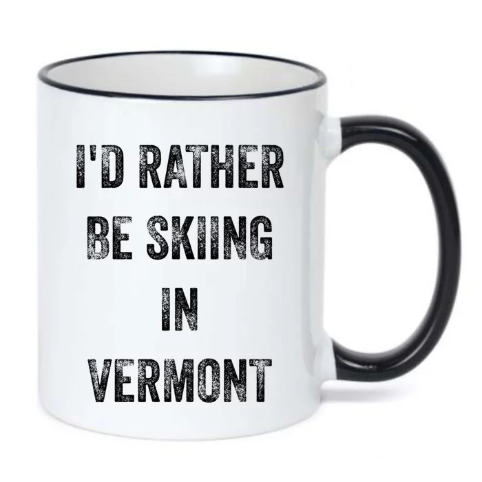 Id Rather Be Skiing In Vermont Sport Distressed Hobby Skier Gift Black Color Changing Mug