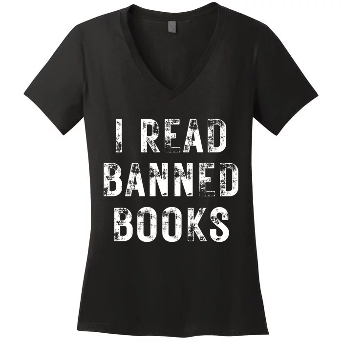 I Read Banned Books Im With The Banned Vintage Retro Women's V-Neck T-Shirt