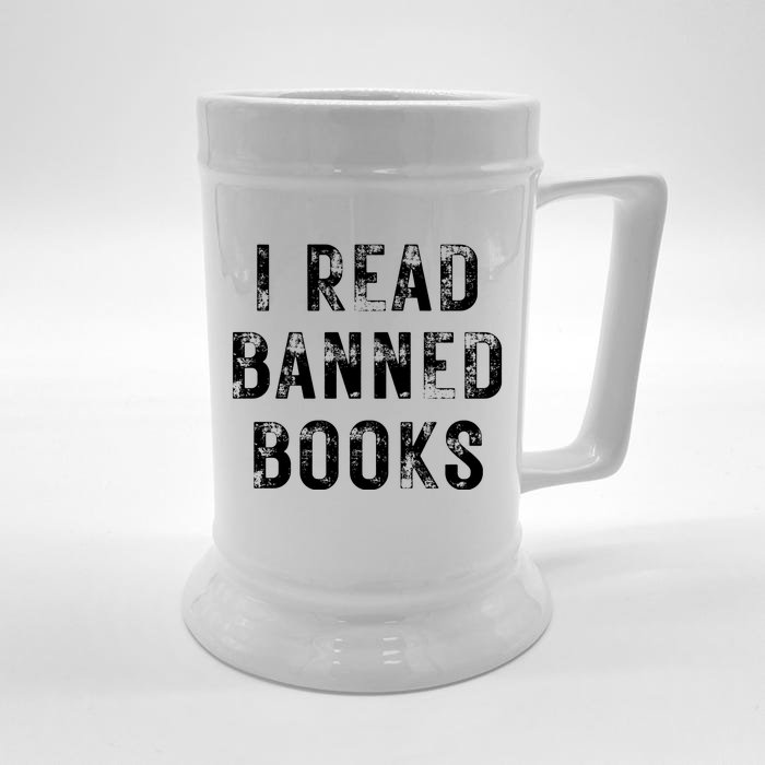 I Read Banned Books Im With The Banned Vintage Retro Front & Back Beer Stein