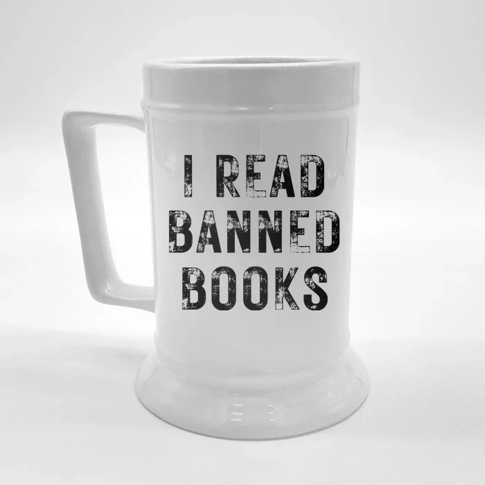 I Read Banned Books Im With The Banned Vintage Retro Front & Back Beer Stein