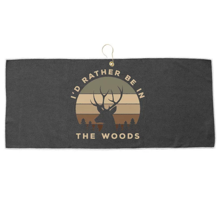 ID Rather Be In The Woods Deer Hunting Large Microfiber Waffle Golf Towel