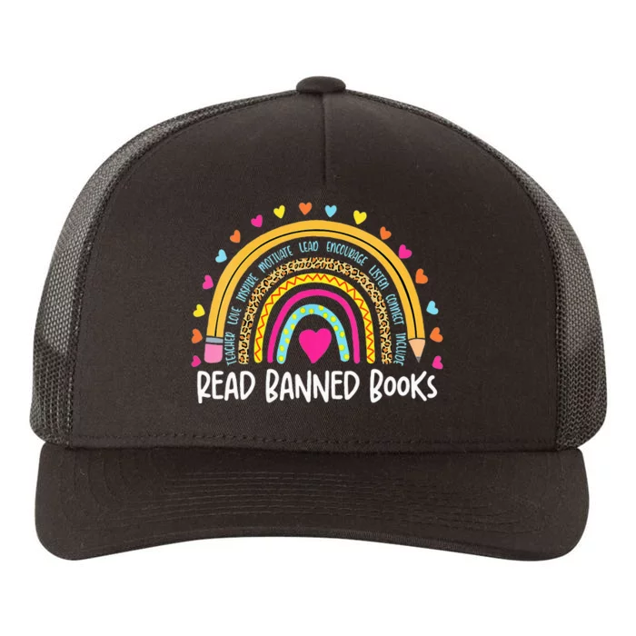 I Read Banned Books Rainbow Readers Reading Gift Yupoong Adult 5-Panel Trucker Hat