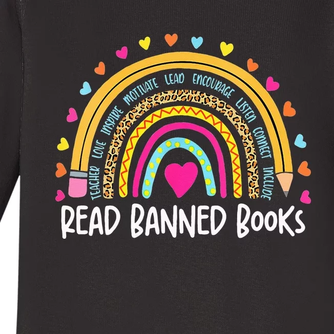 I Read Banned Books Rainbow Readers Reading Gift Baby Long Sleeve Bodysuit