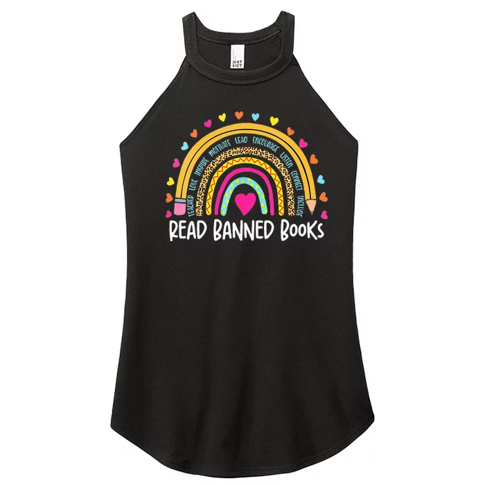 I Read Banned Books Rainbow Readers Reading Gift Women’s Perfect Tri Rocker Tank