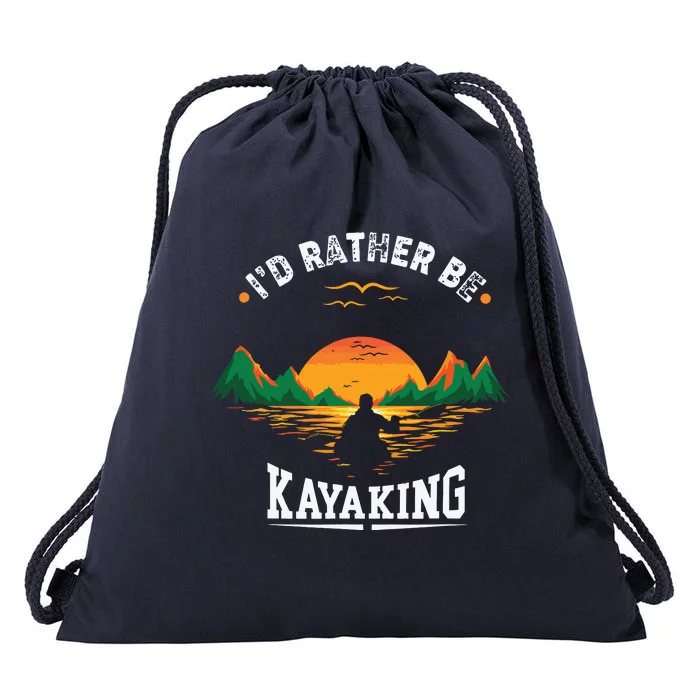 I'D Rather Be At The Lake Kayaking Kanuing At The Lake Drawstring Bag