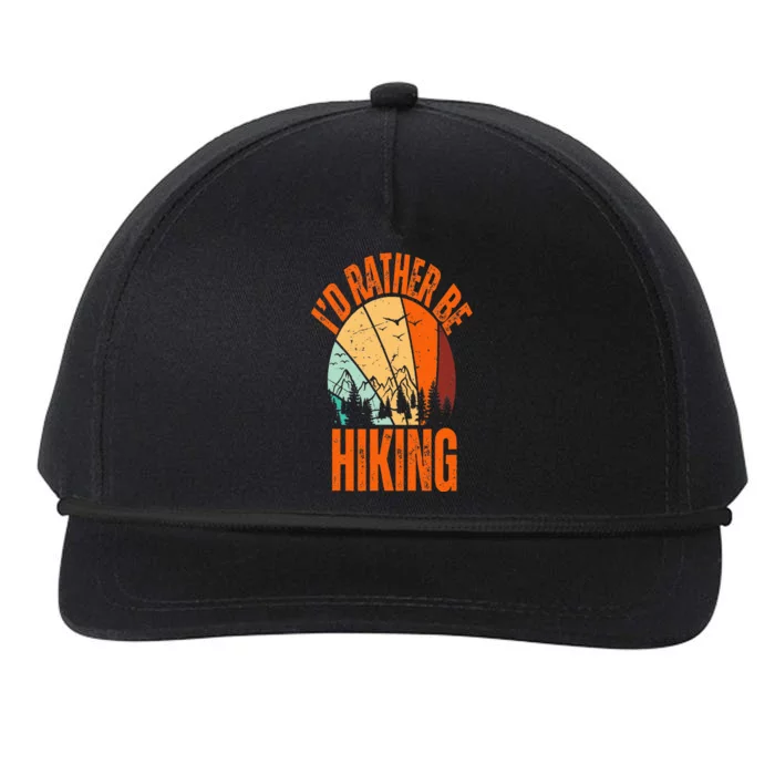 ID Rather Be Hiking Mountain Sunset Funny Nature Camping Snapback Five-Panel Rope Hat