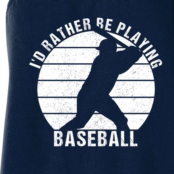 I'd Rather Be Playing Baseball Tee Baseball Player, Coach Women's Racerback Tank