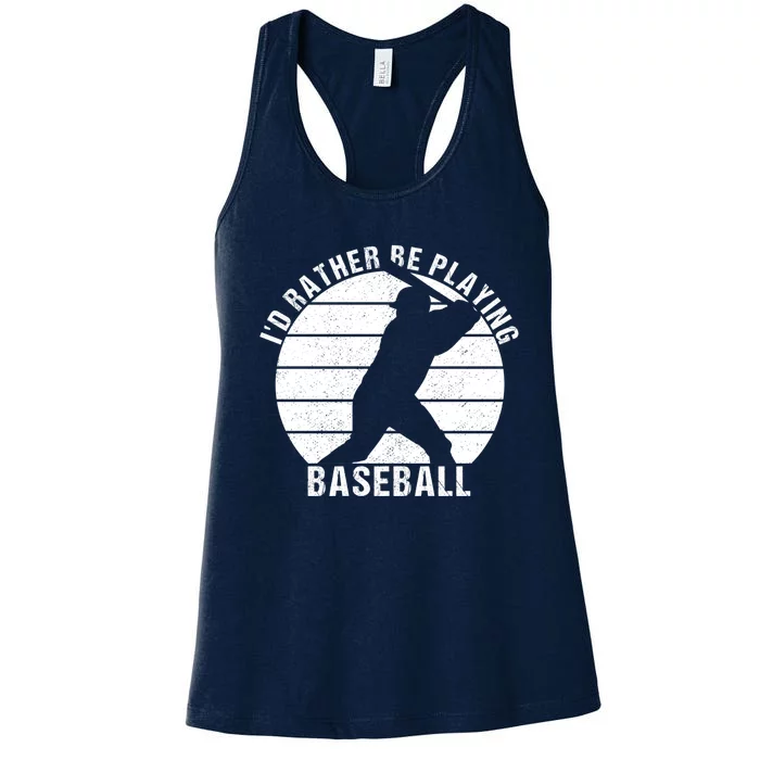 I'd Rather Be Playing Baseball Tee Baseball Player, Coach Women's Racerback Tank