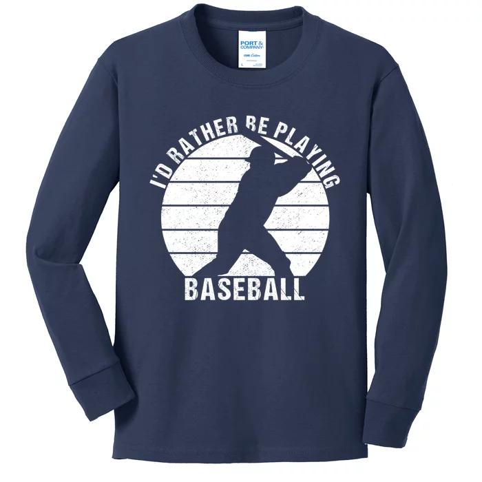 I'd Rather Be Playing Baseball Tee Baseball Player, Coach Kids Long Sleeve Shirt