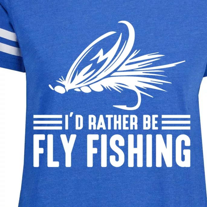 ID Rather Be Fly Fishing Funny Trout Fishing Dad Gift Enza Ladies Jersey Football T-Shirt