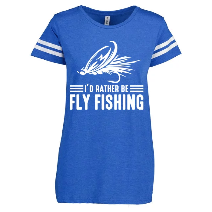 ID Rather Be Fly Fishing Funny Trout Fishing Dad Gift Enza Ladies Jersey Football T-Shirt