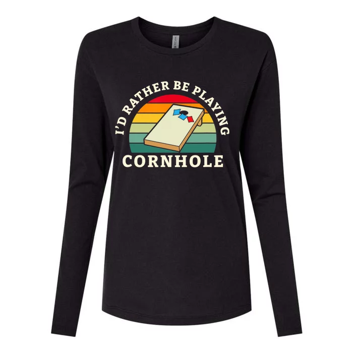 Id Rather Be Playing Cornhole Womens Cotton Relaxed Long Sleeve T-Shirt