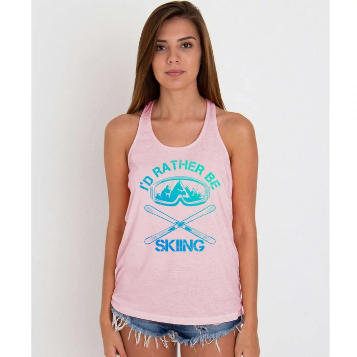 Id Rather Be Skiing Meaningful Gift Women's Knotted Racerback Tank