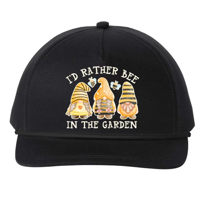 ID Rather Bee In The Garden Gnome Pun Cute Bee Gnome Great Gift Snapback Five-Panel Rope Hat