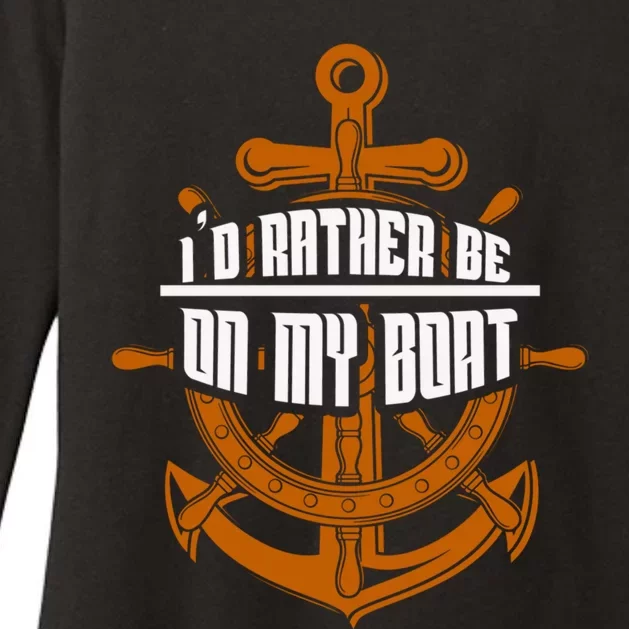 I'd Rather Be On My Boat Funny Gift Sailing Funny Gift Boating Meaningful Gift Womens CVC Long Sleeve Shirt