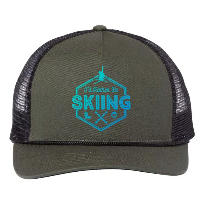 Id Rather Be Skiing Winter Snow Ski Lover Cool Gift Retro Rope Trucker Hat Cap