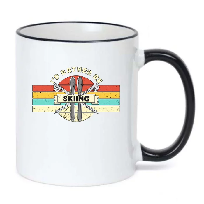 Id Rather Be Skiing Retro Snow Skiing Cross Country Skiing Gift Black Color Changing Mug