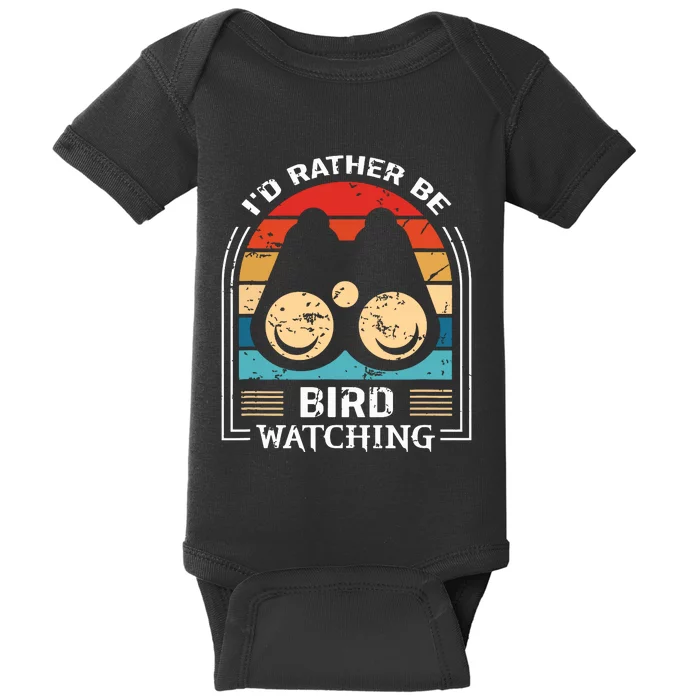 Id Rather Be Bird Watching Retro Bird Watching Baby Bodysuit