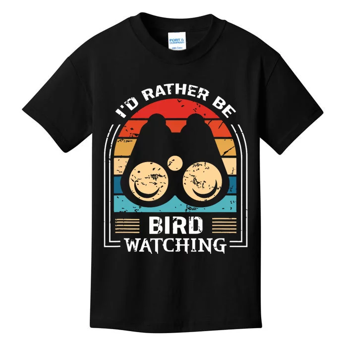 Id Rather Be Bird Watching Retro Bird Watching Kids T-Shirt