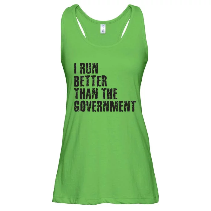 I RUN BETTER THAN THE GOVERNMENT Funny Runner Gift Ladies Essential Flowy Tank