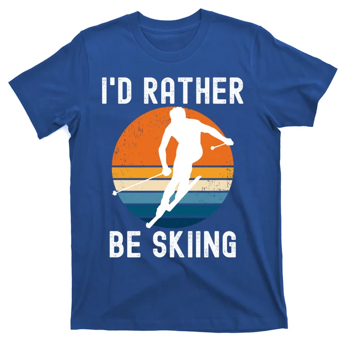 Id Rather Be Skiing Retro Sunset Skier Gift T-Shirt