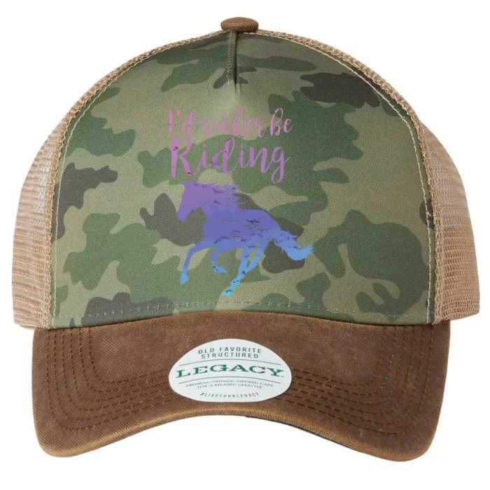 ID RATHER BE RIDING Horses Horseback Equestrian Rider Legacy Tie Dye Trucker Hat