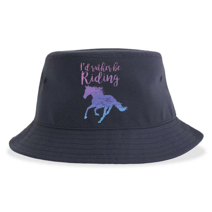 ID RATHER BE RIDING Horses Horseback Equestrian Rider Sustainable Bucket Hat