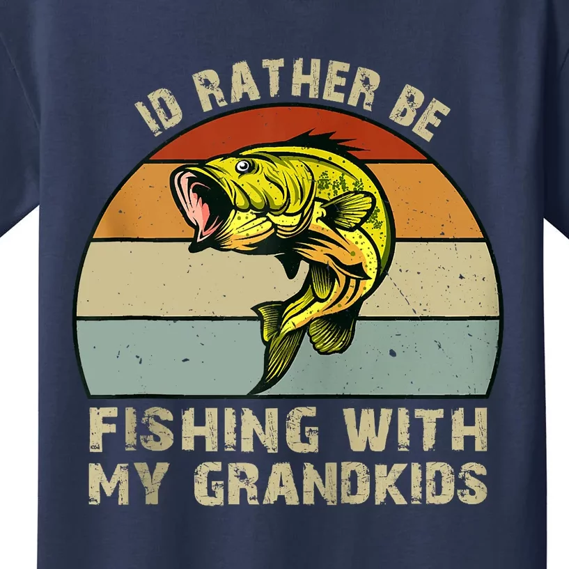 Id Rather Be Fishing With Grandkids Fishing Gifts Grandpa Kids T-Shirt