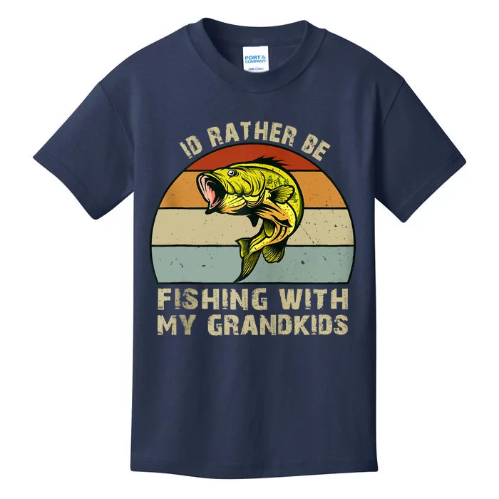 Id Rather Be Fishing With Grandkids Fishing Gifts Grandpa Kids T-Shirt