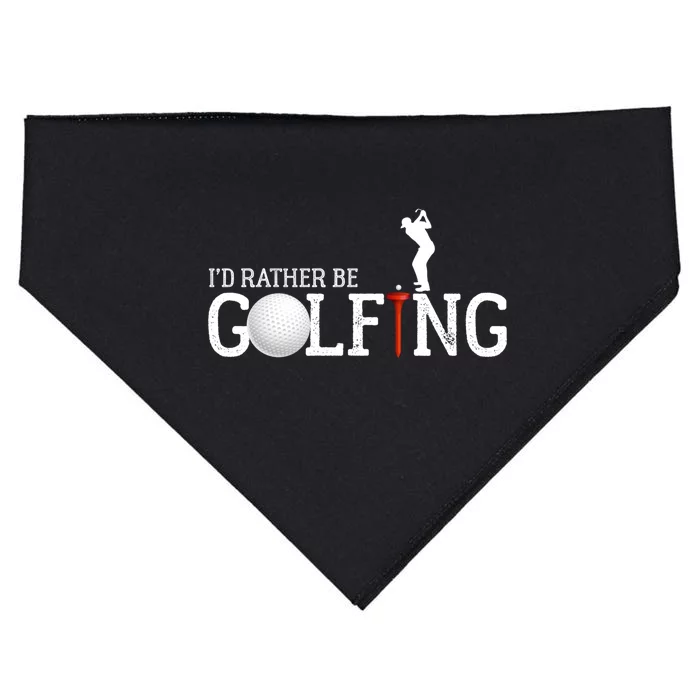 I’d Rather Be Golfing Golf Quotes Sayings Gift USA-Made Doggie Bandana