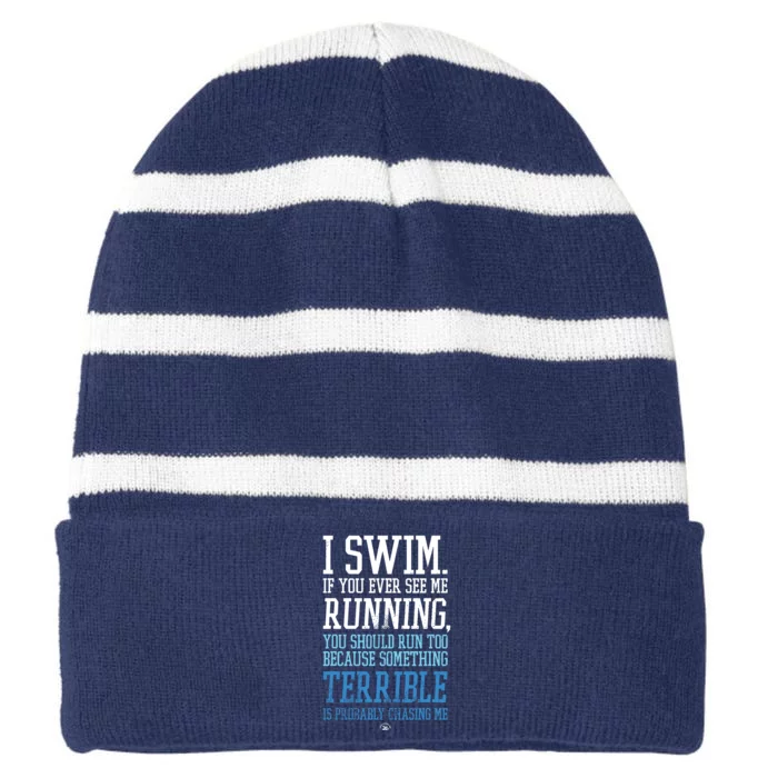 I RUN BETTER THAN THE GOVERNMENT Funny Runner Gift Striped Beanie with Solid Band