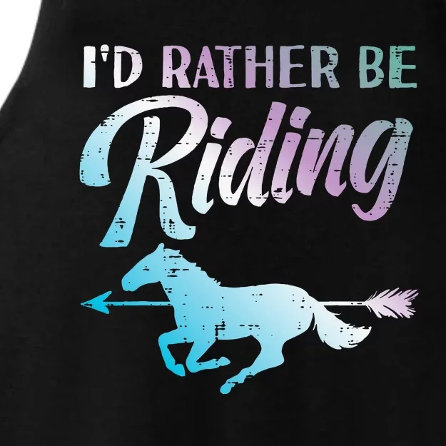 Id Rather Be Riding Horse Rider Equestrian Ladies Tri-Blend Wicking Tank