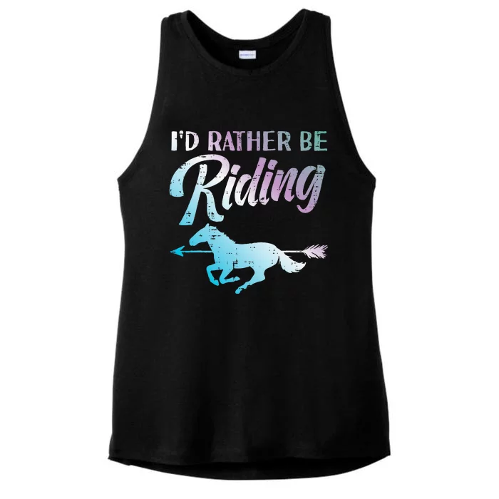 Id Rather Be Riding Horse Rider Equestrian Ladies Tri-Blend Wicking Tank