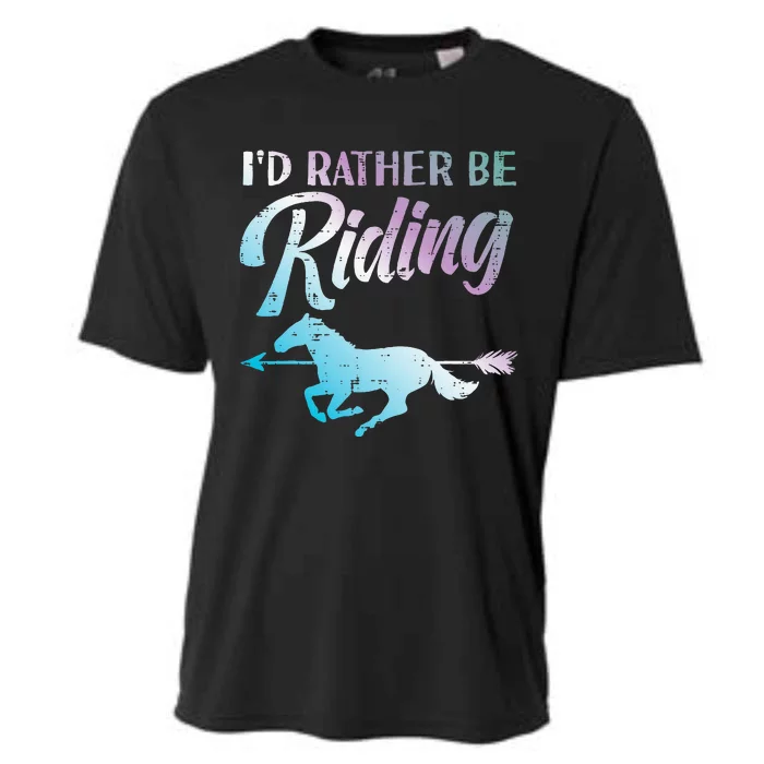 Id Rather Be Riding Horse Rider Equestrian Cooling Performance Crew T-Shirt