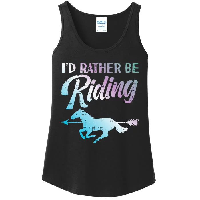 Id Rather Be Riding Horse Rider Equestrian Ladies Essential Tank