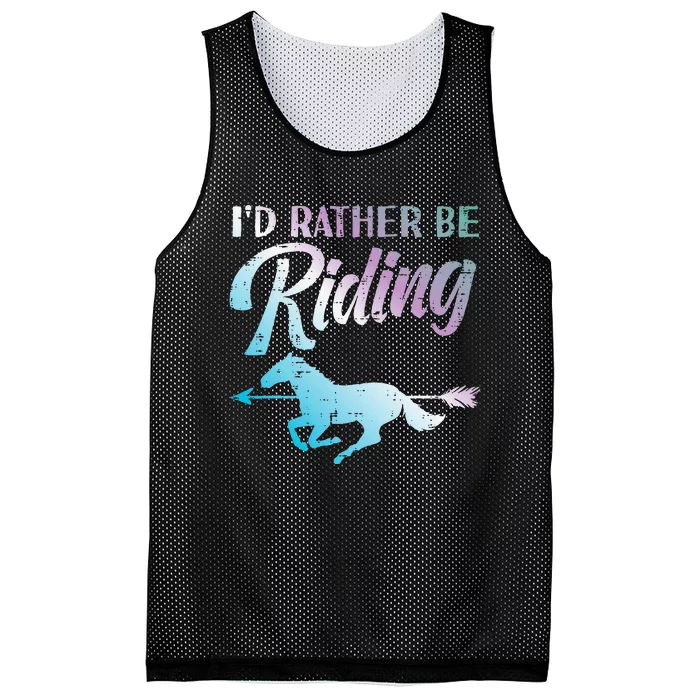 Id Rather Be Riding Horse Rider Equestrian Mesh Reversible Basketball Jersey Tank