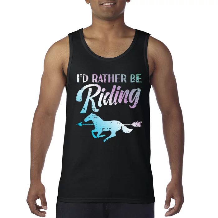 Id Rather Be Riding Horse Rider Equestrian Tank Top