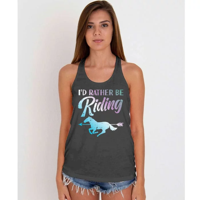 Id Rather Be Riding Horse Rider Equestrian Women's Knotted Racerback Tank