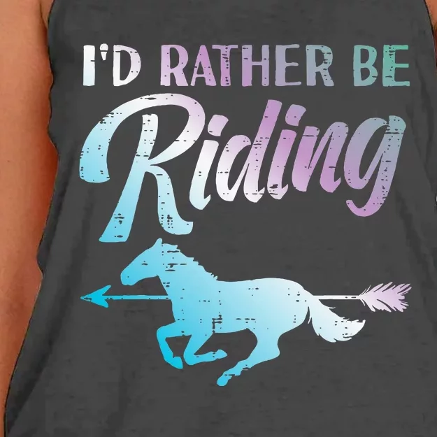 Id Rather Be Riding Horse Rider Equestrian Women's Knotted Racerback Tank