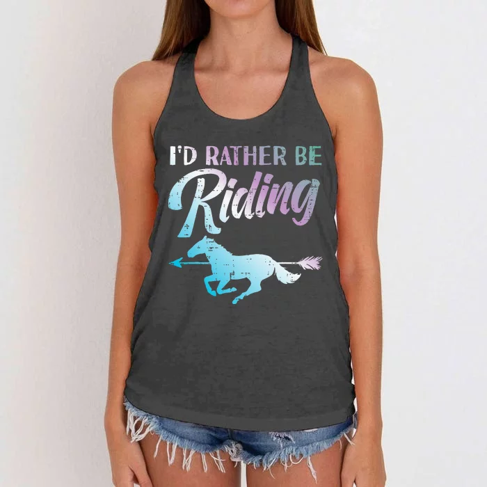 Id Rather Be Riding Horse Rider Equestrian Women's Knotted Racerback Tank