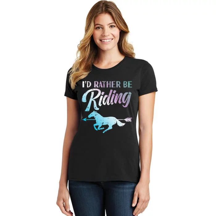 Id Rather Be Riding Horse Rider Equestrian Women's T-Shirt