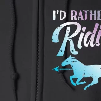 Id Rather Be Riding Horse Rider Equestrian Full Zip Hoodie