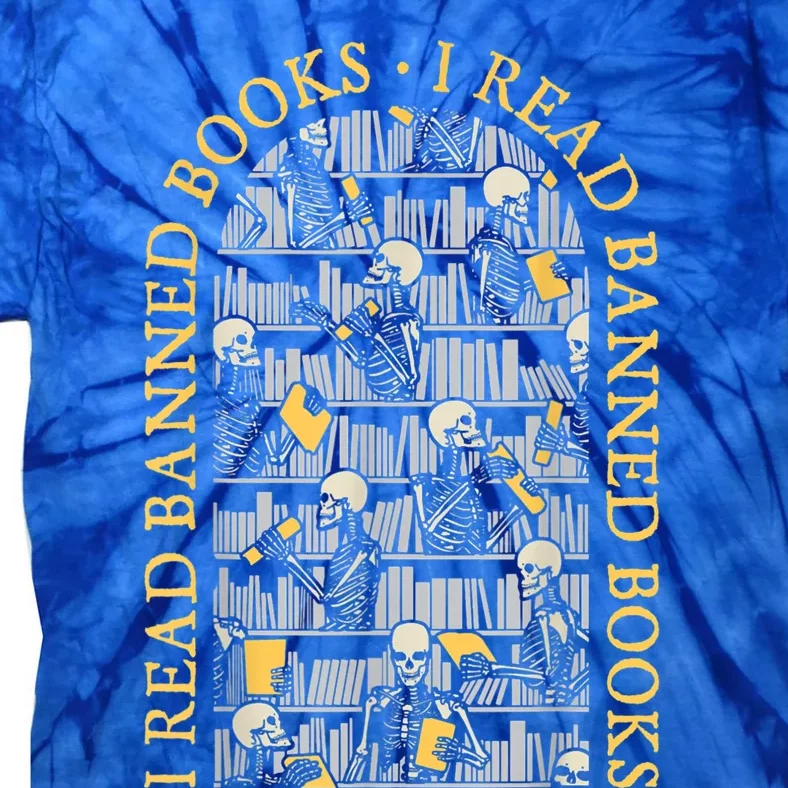 I Read Banned Books Librarian Halloween Skeleton Reader Tee Tie-Dye T-Shirt