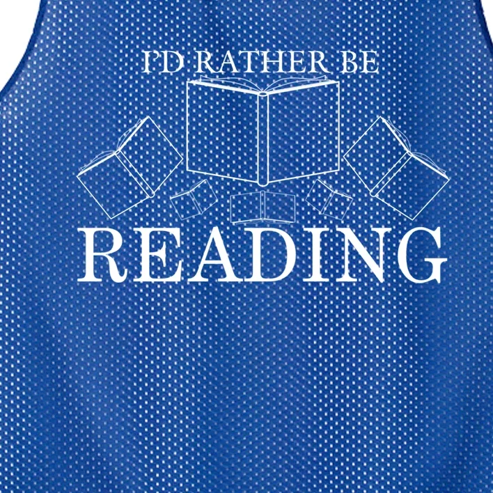 Id Rather Be Reading Illustrated Book Design Gift Mesh Reversible Basketball Jersey Tank