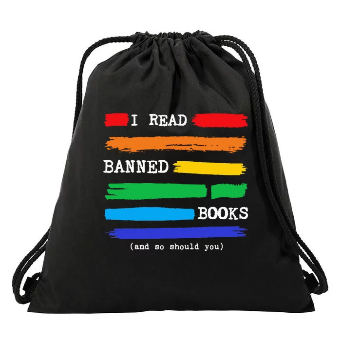 I Read Banned Books Colorful National Librarian Drawstring Bag