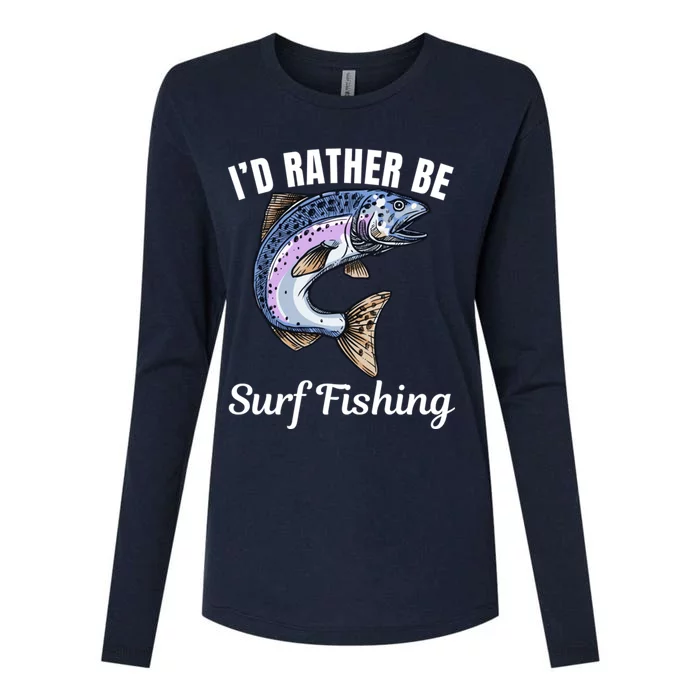 ID Rather Be Surf Fishing Womens Cotton Relaxed Long Sleeve T-Shirt