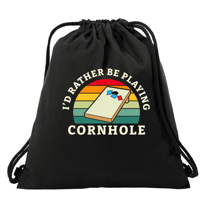 Id Rather Be Playing Cornhole Drawstring Bag