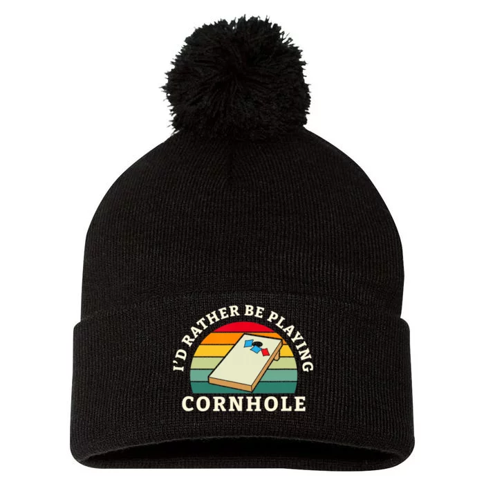 Id Rather Be Playing Cornhole Pom Pom 12in Knit Beanie