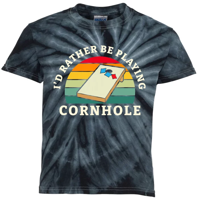 Id Rather Be Playing Cornhole Kids Tie-Dye T-Shirt