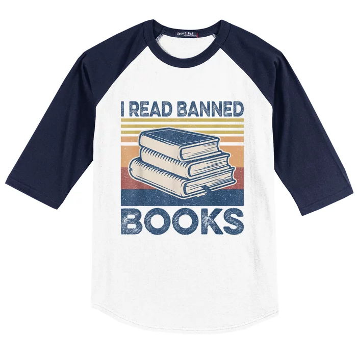 I Read Banned Books Week Librarian Freedom Reader Nerd Men Baseball Sleeve Shirt